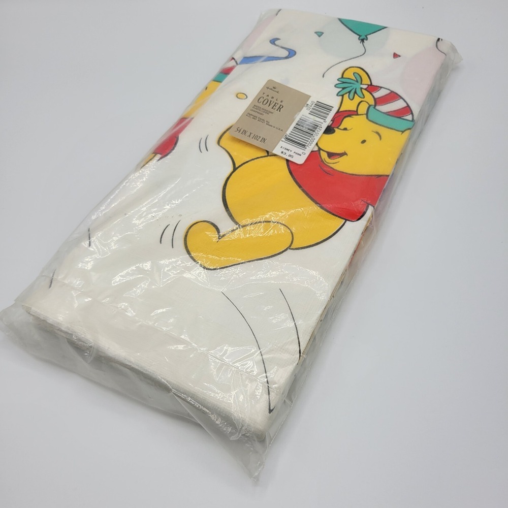 Vtg Winnie The Pooh Plastic Table Cover Disney Hallmark Party Tablecloth 54x102